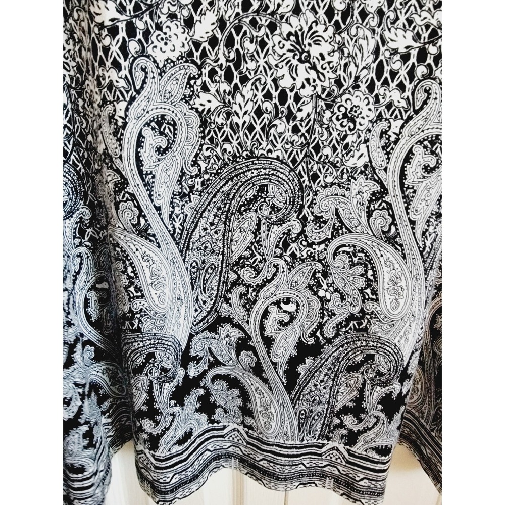 Jones New York JNY 1X Top Paisley Floral Black White Tunic 3/4 Sleeve NWT - Picture 9 of 10